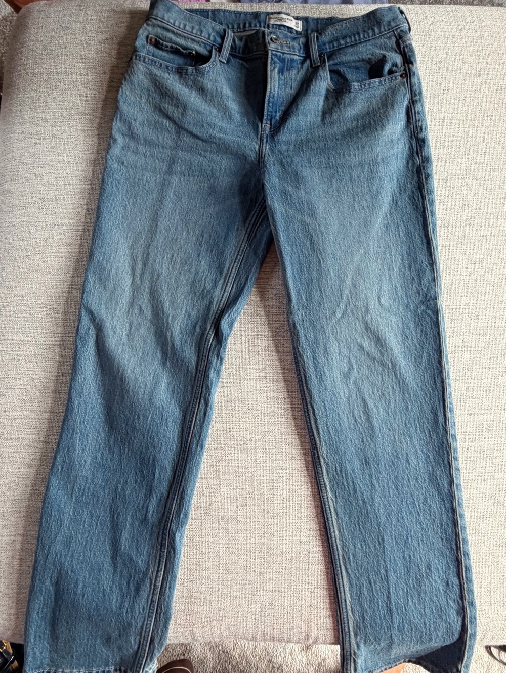 Abercrombie & Fitch Woman’s Straight-Leg Jeans in Medium Blue